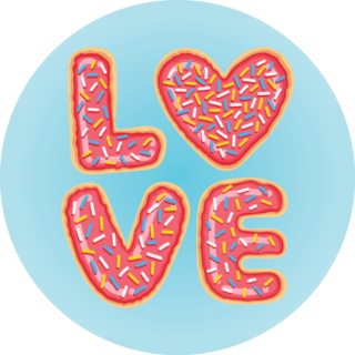 Love Donut Lettering On Blue Sticker