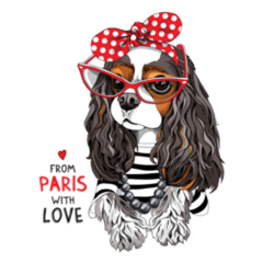 Love From Paris France Cavalier King Charles Spaniel Dog Sticker