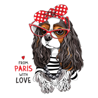 Love From Paris France Cavalier King Charles Spaniel Dog Sticker