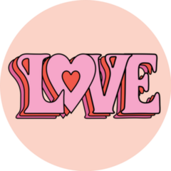 Love Fun And Colorful Retro Lettering Heart Sticker