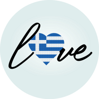 Love Greece Lettering With Heart Flag Sticker