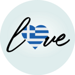 Love Greece Lettering With Heart Flag Sticker
