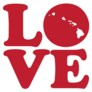 Love Hawaii State Red Outline Sticker