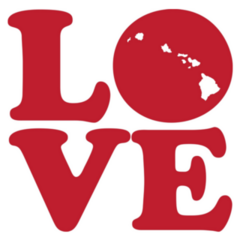 Love Hawaii State Red Outline Sticker
