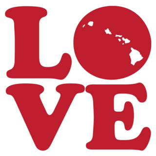 Love Hawaii State Red Outline Sticker