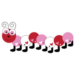Love Heart Valentines Caterpillar Sticker