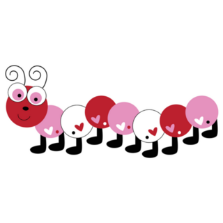 Love Heart Valentines Caterpillar Sticker