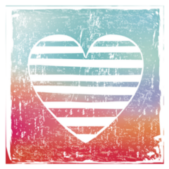 Love Hearts Over Grunge Rainbow Background Sticker