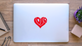 Love In Shape Of A Heart Sticker on a Laptop (New) example