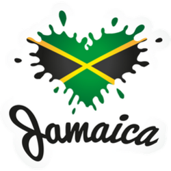 Love Jamaica Lettering Heart Illustration Sticker