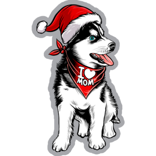 Love Mom Husky Sticker