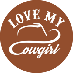 Love My Cowgirl On Brown Sticker