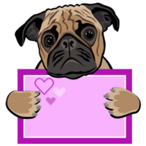 Love Note Pug Sticker