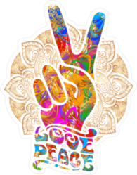 Love Peace Hippie Fingers Sticker