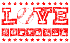Love Softball With Stars Sticker