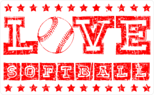 Love Softball With Stars Sticker