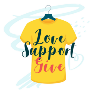Love, Support, Give Thrift Store Lettering Sticker