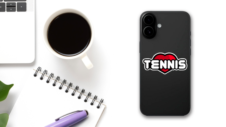 Love Tennis Logo Sticker on a Phone (New) example