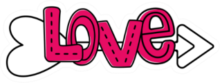 Love Text Art And Arrow Sticker