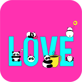 Love Text With Pandas Sticker