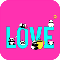 Love Text With Pandas Sticker