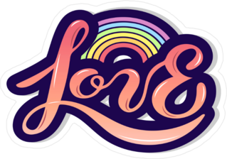 Love Text With Rainbow Sticker