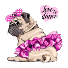 Love To Dance Pug Tutu Sticker