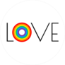 Love Typography With Pride Rainbow Sticker