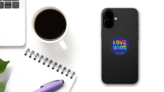 Love Wins - Lgbt Happy Pride Sticker on a Phone (New) example