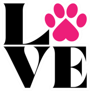 Love With Pet Paw Print Sticker