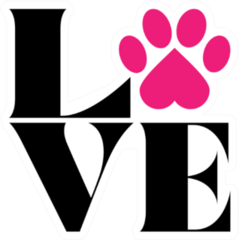 Love With Pet Paw Print Sticker