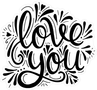 Love You Calligraphy Sticker