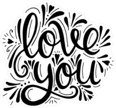 Love You Calligraphy Sticker
