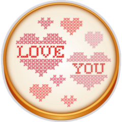 Love You Cross Stitch Sticker