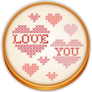 Love You Cross Stitch Sticker