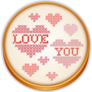 Love You Cross Stitch Sticker