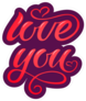 Love You Heart Calligraphy Sticker