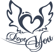 Love You Heart With Wings Sticker