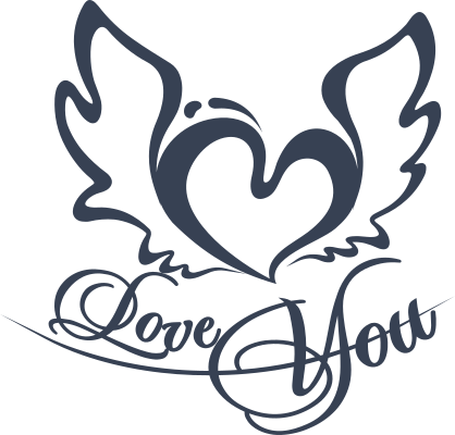 Love You Heart With Wings Sticker