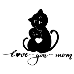 Love You Mom Cute Cats Doodle Sticker