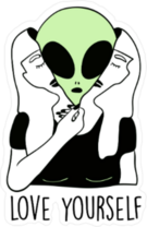 Love Yourself Alien Sticker