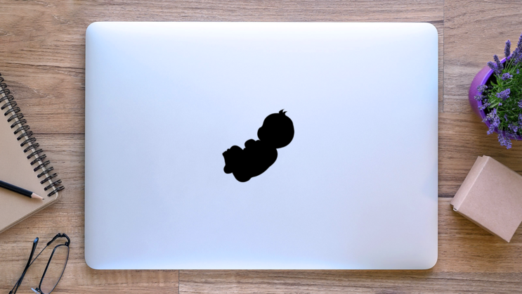 Lovely Baby Icon Sticker on a Laptop (New) example