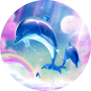 Lovely Breaching Bottlenose Dolphins Upon Fuchsia Sticker