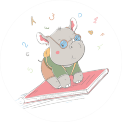Lovely Cute Nerd Rhino Flies On Book Sticker