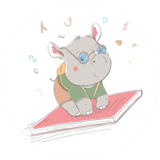Lovely Cute Nerd Rhino Flies On Book Sticker
