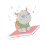 Lovely Cute Nerd Rhino Flies On Book Sticker
