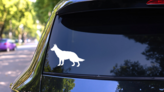 Lovely Dog Sticker on a Rear Car Window (New) example