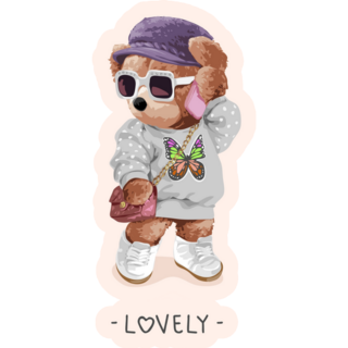 Lovely Fashion Bear Sticker