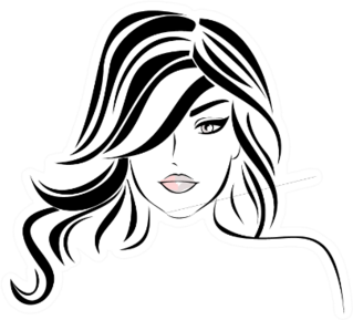 Lovely Female Face Beauty Hair Stylist Icon Sticker