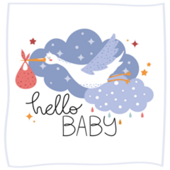 Lovely Stork Hello Baby Sticker